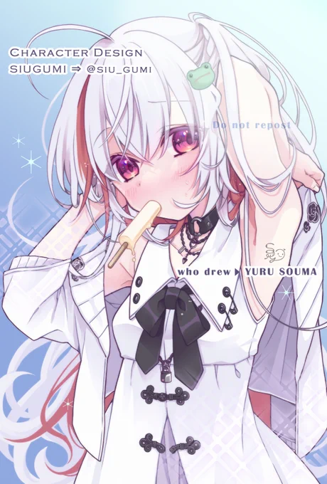 FanArt しうグミ【】さんの代理ちゃん、描いてみました～ デザインが超可愛くてしうグミさん天才すぎる神  酷暑続きだったので夏服にアレンジしてしまいました～美少女のワキが描きたかった