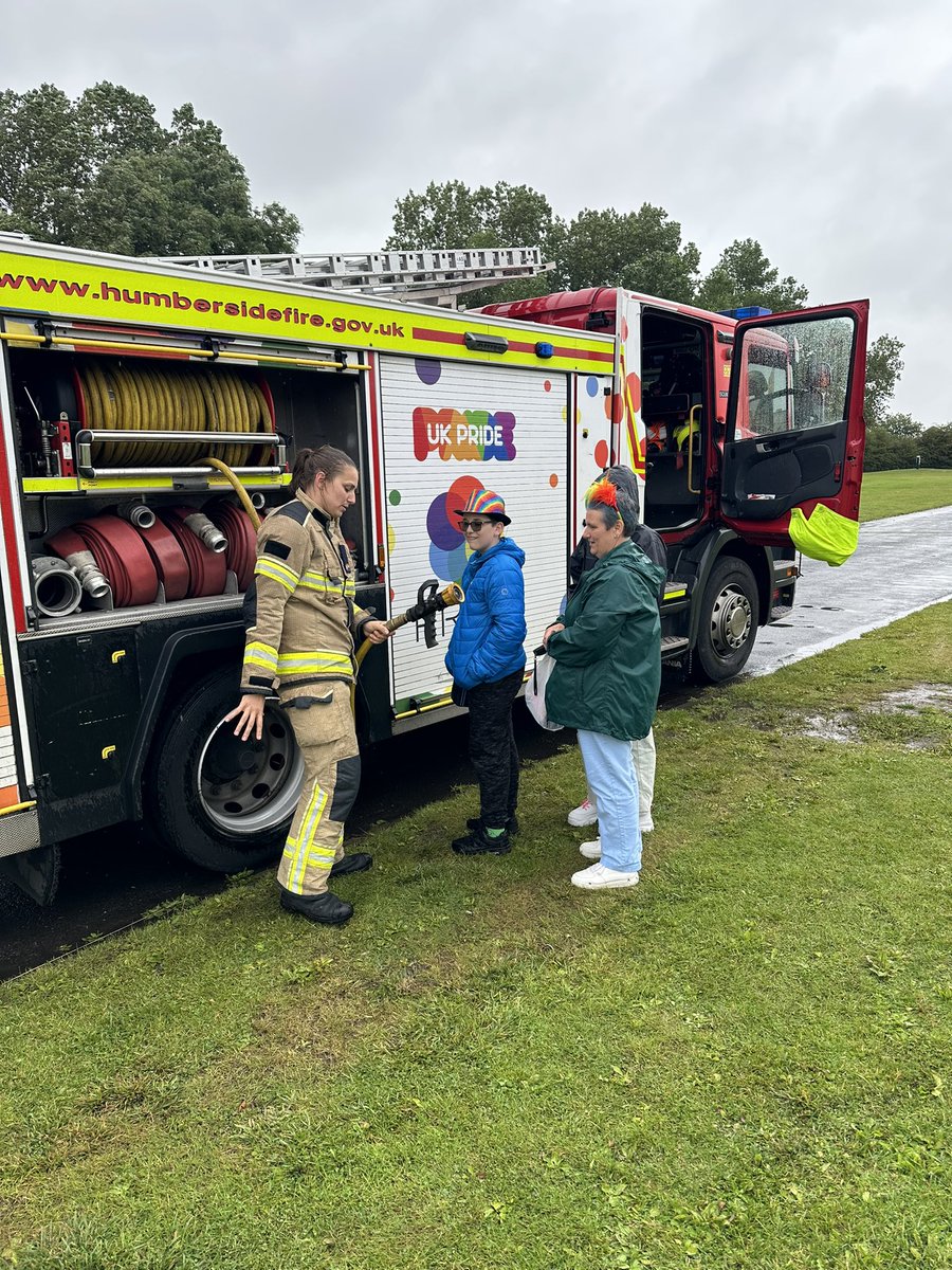 henderson4115's tweet photo. We won’t be putoff by a little bit of rain. Come down to the Meridian Showground and visit us as part of the Pride Celebrations @HumbersideFire https://t.co/8iJQnhWz55