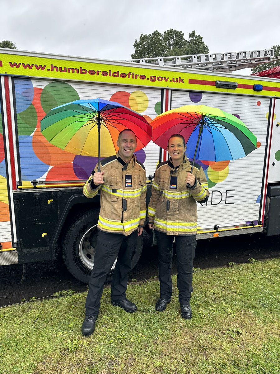 henderson4115's tweet photo. We won’t be putoff by a little bit of rain. Come down to the Meridian Showground and visit us as part of the Pride Celebrations @HumbersideFire https://t.co/8iJQnhWz55
