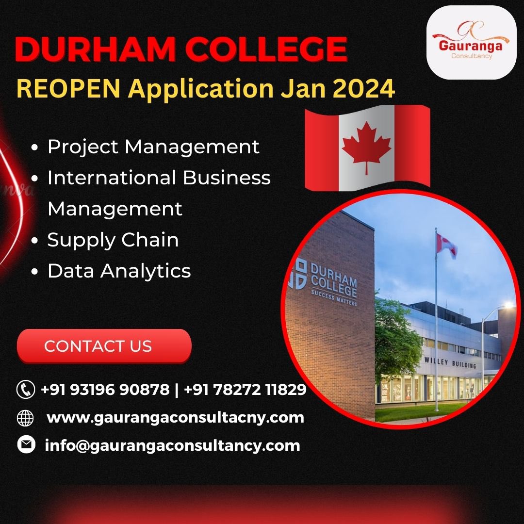gaurangaconsult's tweet image. Don't miss your chance to join one of the best college in Canada! 
Durham College is reopening applications in January 2024🧑‍🎓👩‍🎓 
gaurangaconsultancy.com 
info@gaurangaconsultancy.com 
#durhamcollege #InternationalBusinessManagement #supplycahin #DataAnalytics #education #gauranga