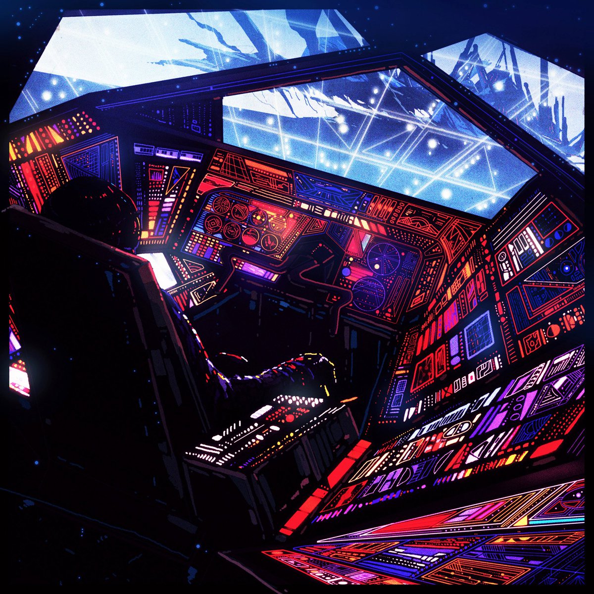 logging on. 'the cockpit' by kilian eng. album art for 'original motion picture soundtrack' by pilotpriest