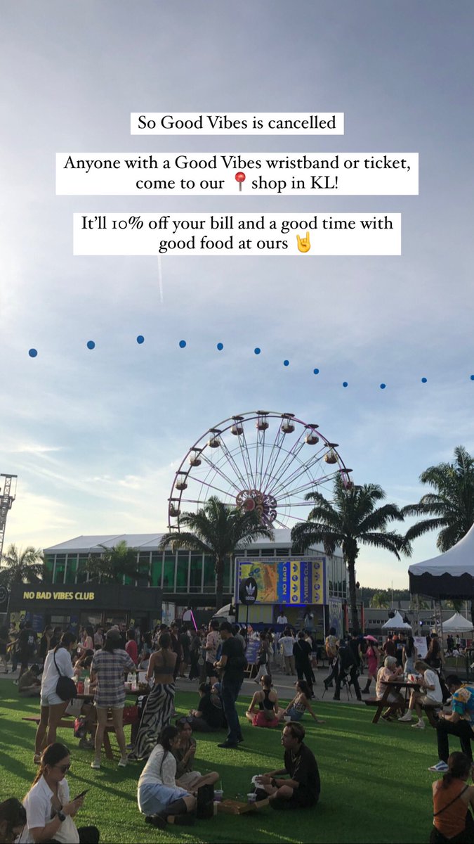Conclusion from #GVF2023 #GVFcancelled 

Anyone with a GVF wristband or tickets, please come to our shop at KL. It will 10% off your bill! 

To show some love to others food vendors as well, let’s bring this up to support them ❤️❤️❤️