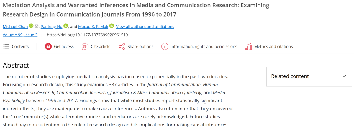 JMP_Hogrefe's tweet image. We see a lot of papers rejected for drawing very complex serial causal models from cross-sectional data. A good read on the topic (and the concerns related to these analyses)? Chan et al (2020) from JoBEM: journals.sagepub.com/doi/10.1177/10…