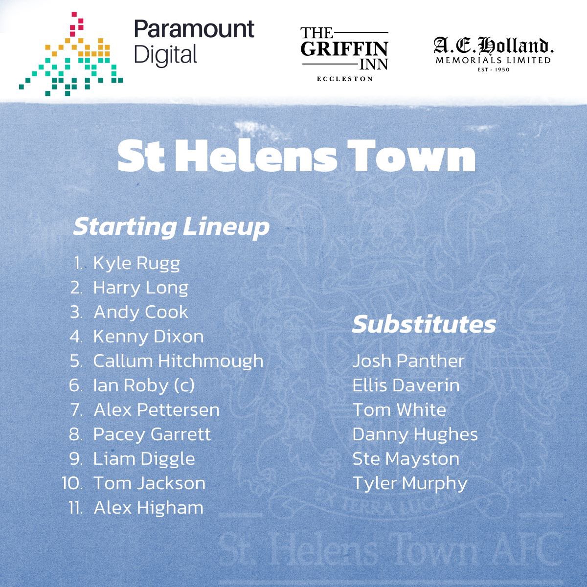 sthelenstownfc's tweet image. Todays Town starting 11 to face @sefton_athletic #TownTeam #ExTerraLucem