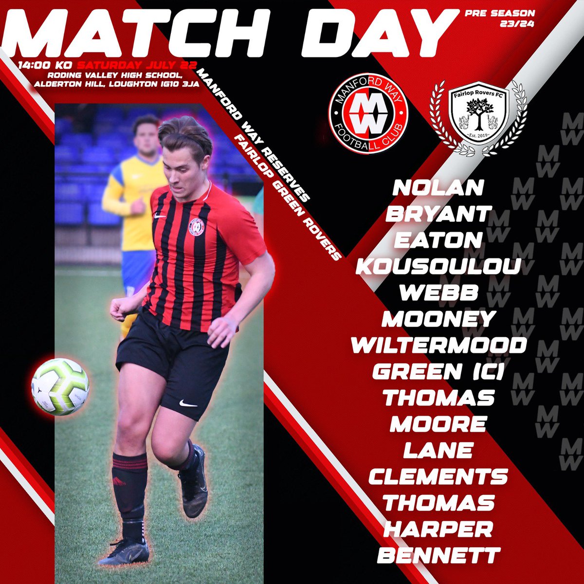 Your manford team today for the fixture against <a href="/FairlopRoversFC/">Fairlop Rovers FC</a> #UTM