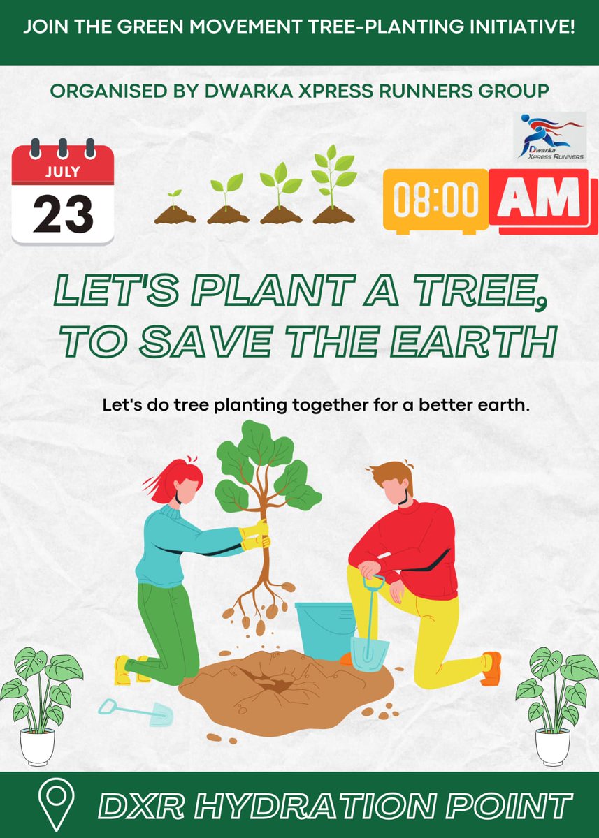 एक वृक्ष एक इंसान। हर वृक्ष दे हमें जीवनदान|
आओ सब मिलकर करें वृक्षारोपण 
Join us for plantation drive on Sunday 23rd  July 2023, at 8AM. <a href="/kiranoop/">Anoop sharma</a> <a href="/sanjaypanghal/">#RunningMonk</a> <a href="/DelhiPolice/">Delhi Police</a> <a href="/adilnargolwala/">Adil Nargolwala</a>