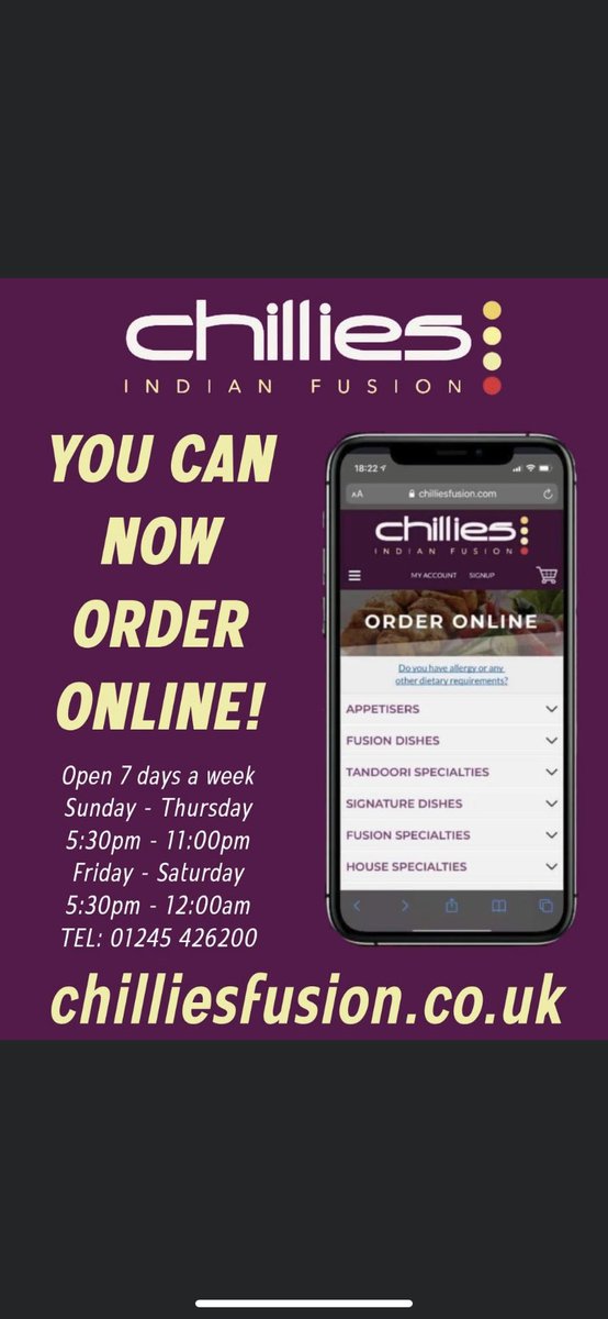 Chillies Restaurant 🌶️ of South Woodham Ferrers (@chilliesfusion) on Twitter photo 