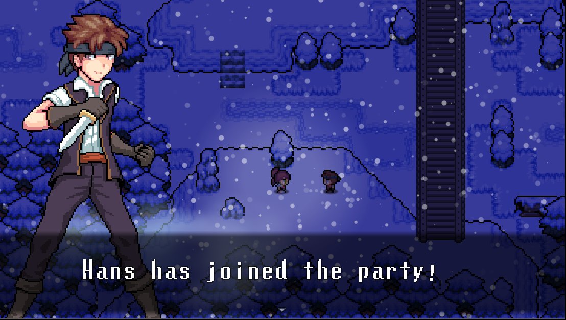 ManaRelicGames's tweet image. #screenshotsaturday Made a little scene for when a new party member is recruited.  Nothing fancy but better than just a message I feel.

#rpgmaker #indiegame #retrogames #JRPG #Videogame