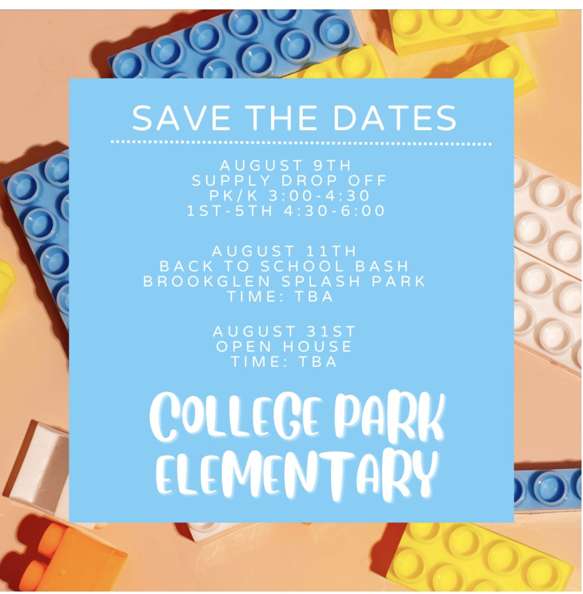 Save the Dates College Park Family! Don’t forget our first day of school is August 15th and we cannot wait to see everyone at our first event of the year! @lpisd #Buildingalegacy #IAMCPE #IAMLP