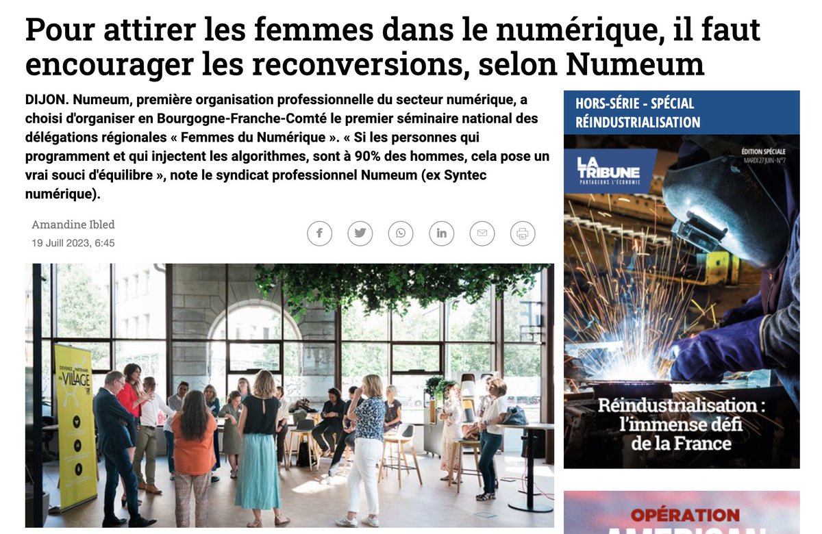 "Si les personnes qui programment et qui injectent les algorithmes, sont à 90% des hommes,cela pose 𝘂𝗻 𝘃𝗿𝗮𝗶 𝘀𝗼𝘂𝗰𝗶 𝗱'𝗲́𝗾𝘂𝗶𝗹𝗶𝗯𝗿𝗲, puisqu'inconsciemment, les stéréotypes de genre sont exacerbés [•••] C'est vraiment dangereux latribune.fr/technos-medias… - A.Ibled