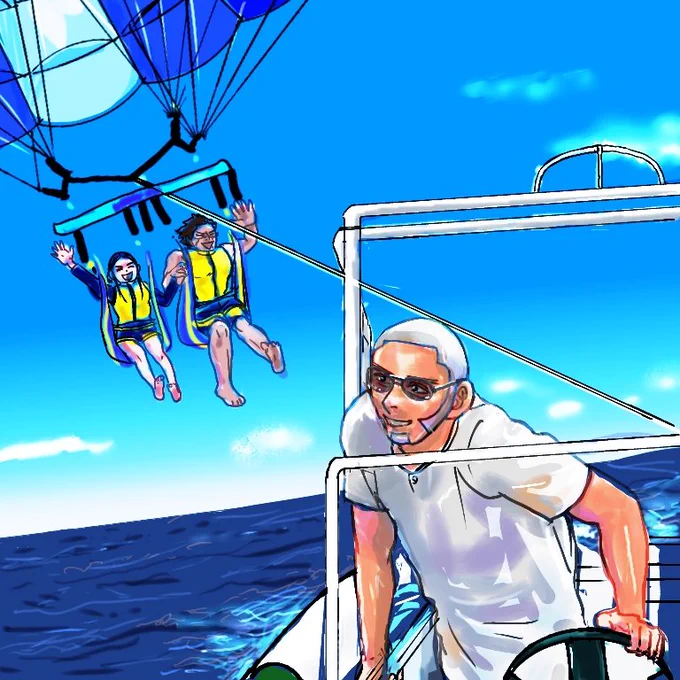 #ゴールデンカムイ版深夜の真剣お絵描き60分一本勝負 お題、夏の絵、暑中お見舞いなど 毎度ワンドロじゃなくて申し訳ないですもはやお題の日みたいに参加しちゃってます。3ドロ。