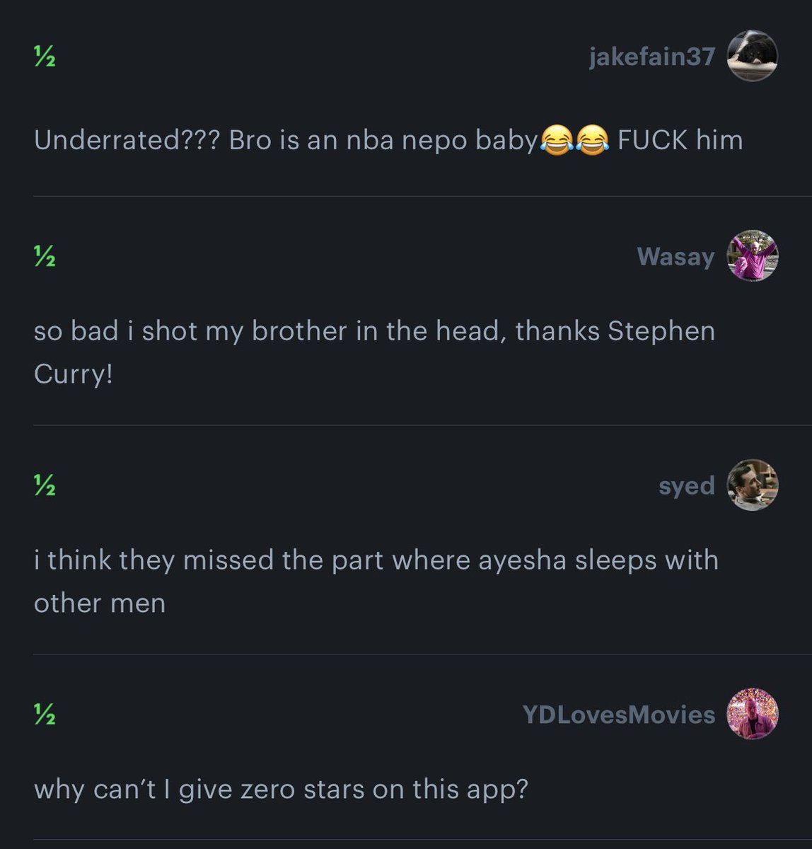 LeecherReport's tweet image. “Underrated” reviews on @letterboxd are hilarious 😭