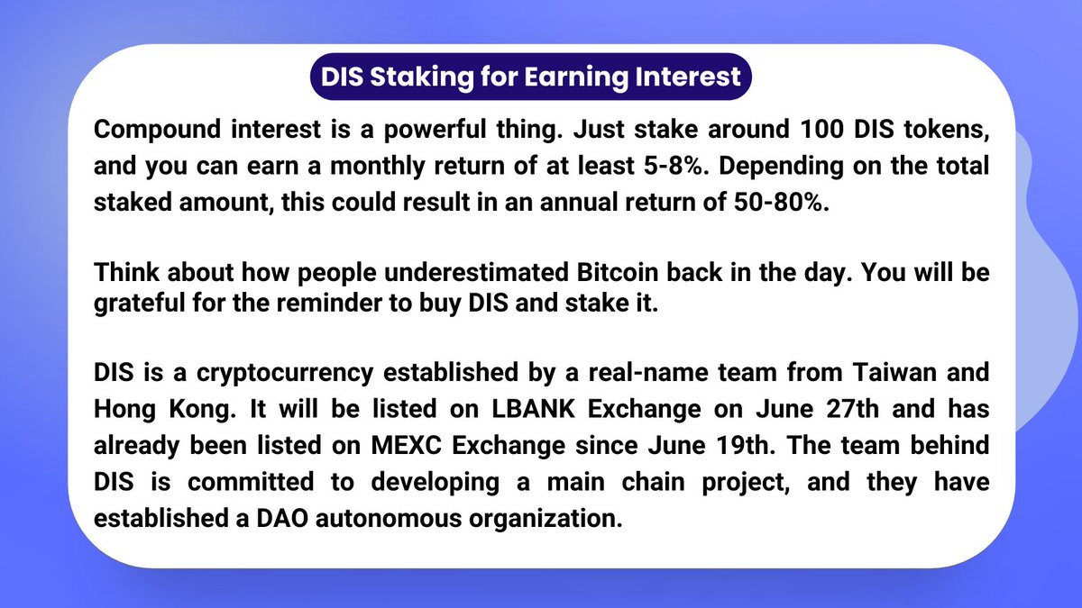 theMetaMars's tweet photo. Staking Mining Link: https://t.co/CMDO1qDwDo
Visit Our Twitter Page for more info: @Distoken_xyz
#DIS $DIS #Crypto #Bitcoin #Web3 #SaturdayMorning https://t.co/1neC0oTJ5V