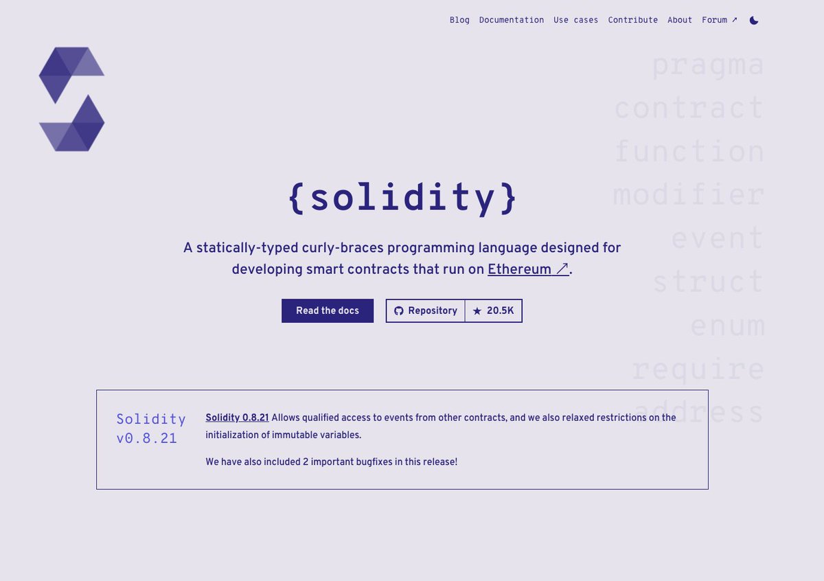 bytes032's tweet image. The newly redesigned UI of Solidity&apos;s website is so sexy
