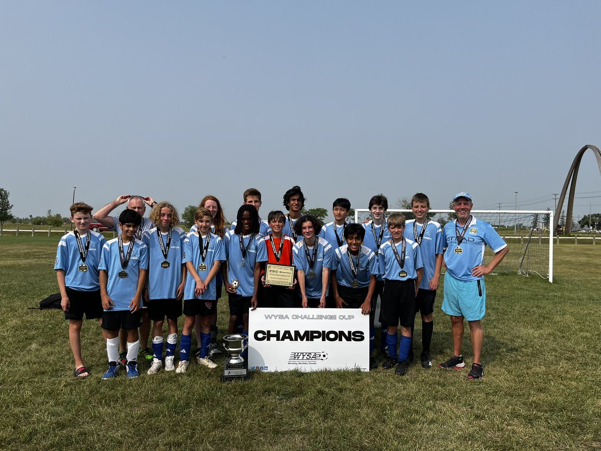 WpgSoccer's tweet photo. 2023 WYSA Challenge Cup - U14B Division ⚽️

🥇Corydon U14B Greasley
🥈SWCC U14B2 Green

Congrats to both teams on a great performance all season long and a thrilling final! https://t.co/h2Tl0eZMH9