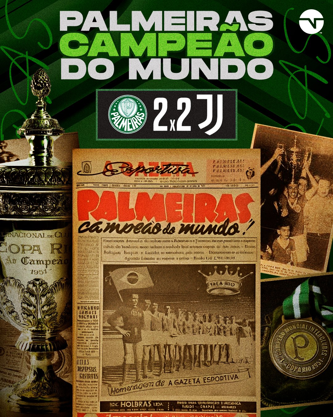 Poster Do Palmeiras - Jornal De Campeão Mundial 1951 (1