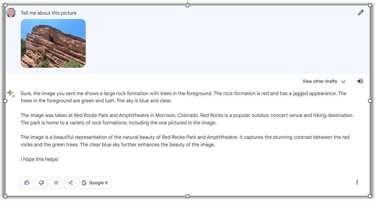 rjmans's tweet photo. How to Use Google Bard's New Image Upload Feature
Do you need to understand a picture?
https://t.co/hayRAiNhe5
#Google #Bard #googlebard #chatgpt #Microsoft #Bing #Chat #MicrosoftBingChat #imageupload #ai #machinelearning #creativity #technology #productivity #techtips #OneCoolTip @Google