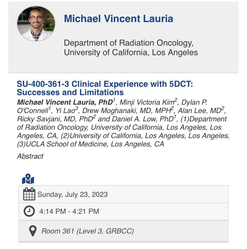 Going to be a busy week at @AAPM2023 but I’ll be officially starting by sharing some lessons learned from our implementation of 5DCT in the clinic. Come by if you’re interested!