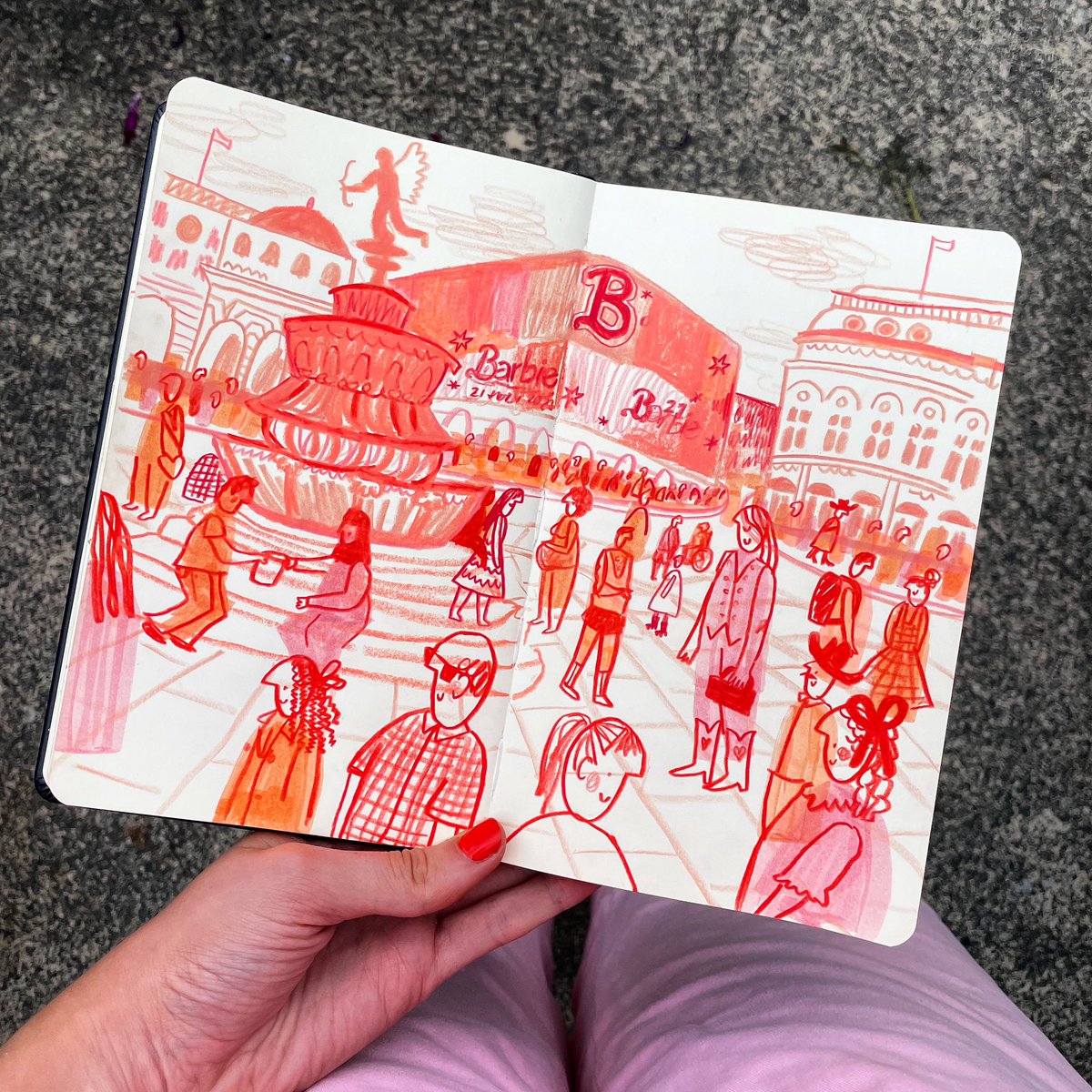 A sea of pink yesterday in town on <a href="/barbiethemovie/">Barbie Movie</a> release day! 🎀💒💕🎟️👛🌸👚❤️🦩