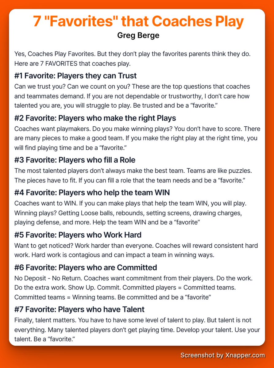 Yes, Coaches Play Favorites. 

But they don’t play the favorites parents think they do. 

Here are 7 FAVORITES that coaches play.