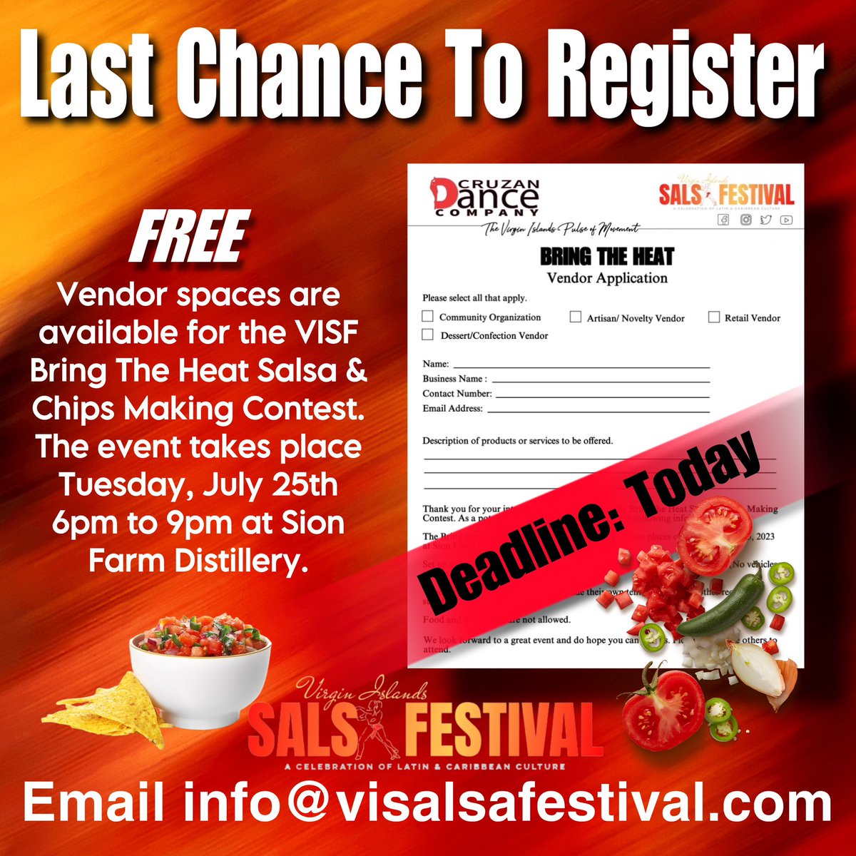 𝐋𝐚𝐬𝐭 𝐂𝐡𝐚𝐧𝐜𝐞 𝐓𝐨 𝐑𝐞𝐠𝐢𝐬𝐭𝐞𝐫 ✍🏽
Email info@visalsafestival.com