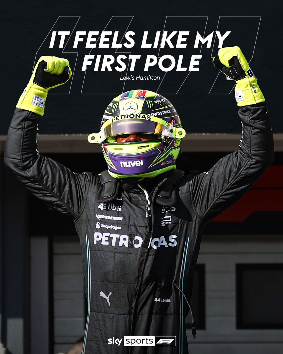 SkySportsF1's tweet photo. 33 races since his last pole position! Lewis Hamilton has been waiting for this 💪 https://t.co/R0zGGtcLM7