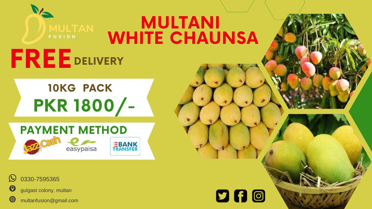 multanfusion's tweet image. wa.me/c/923307595365
بہترین کوالٹی کے آم ۔
ایکسپورٹ کوالٹی اور مقدار کی گارنٹی کے ساتھ 

✅ چونسہ ملتانی آم 
 10 کلو کی پیٹی /box packing 

🎁 Delivery Free
Accros Pakistan 

#sales
#Mangos
#MultanI #Chanusa
#Multani_chanusa
#Multan