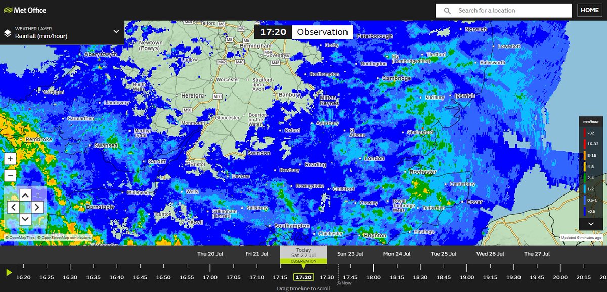 Radar 1720 BST: the rain continues over London. https://t.co/NjgqlHrVLt https://t.co/PTOmYSP1XN