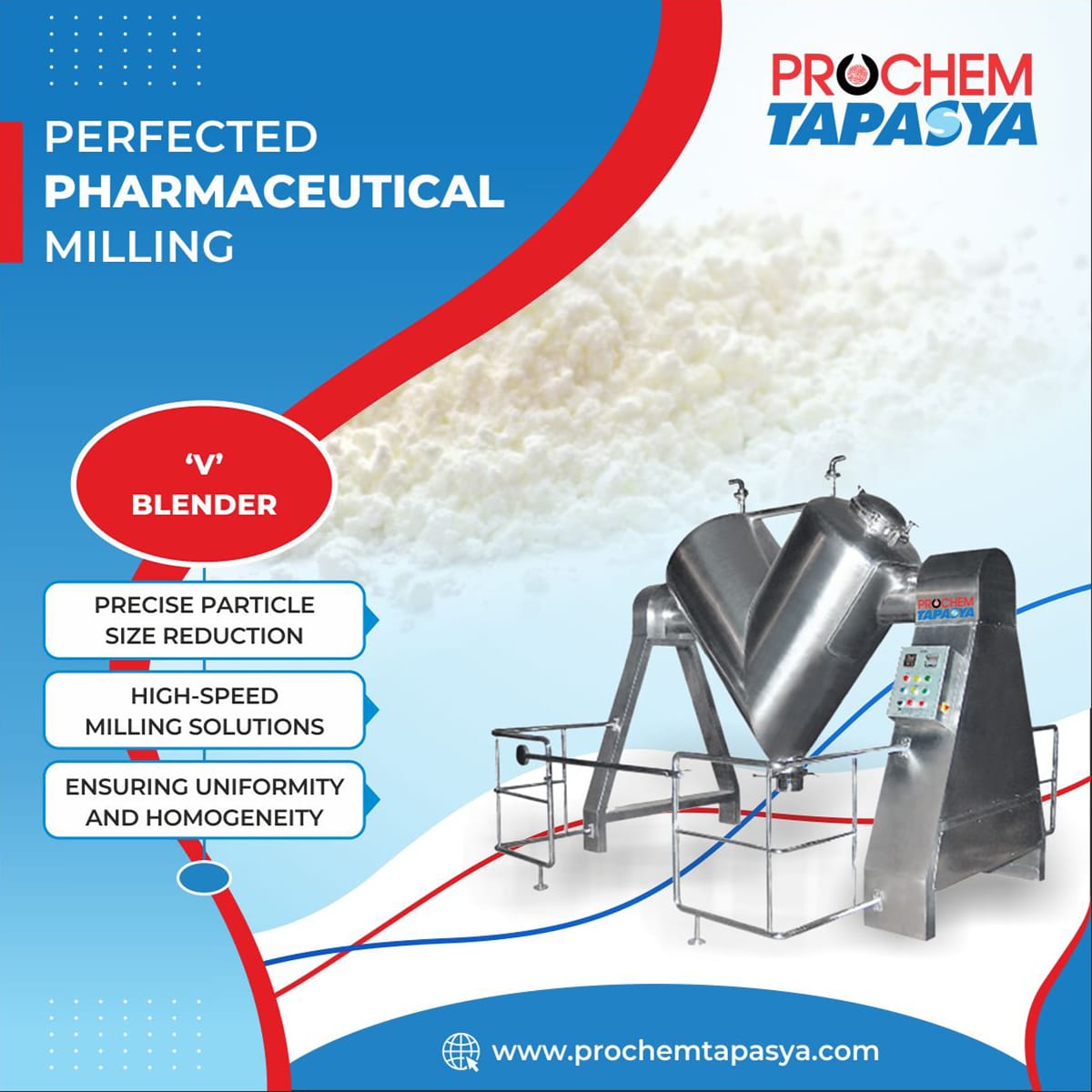 TapasyaIndia's tweet image. With a focus on uniformity and homogeneity, our milling technology guarantees consistent quality in pharmaceutical powder processing.

#ExpertEngineering #PharmaceuticalProcessing #EngineeringSolutions #FluidBedDryers #RapidMixerGranulators #OscillatingGranulators #ProchemTapasya