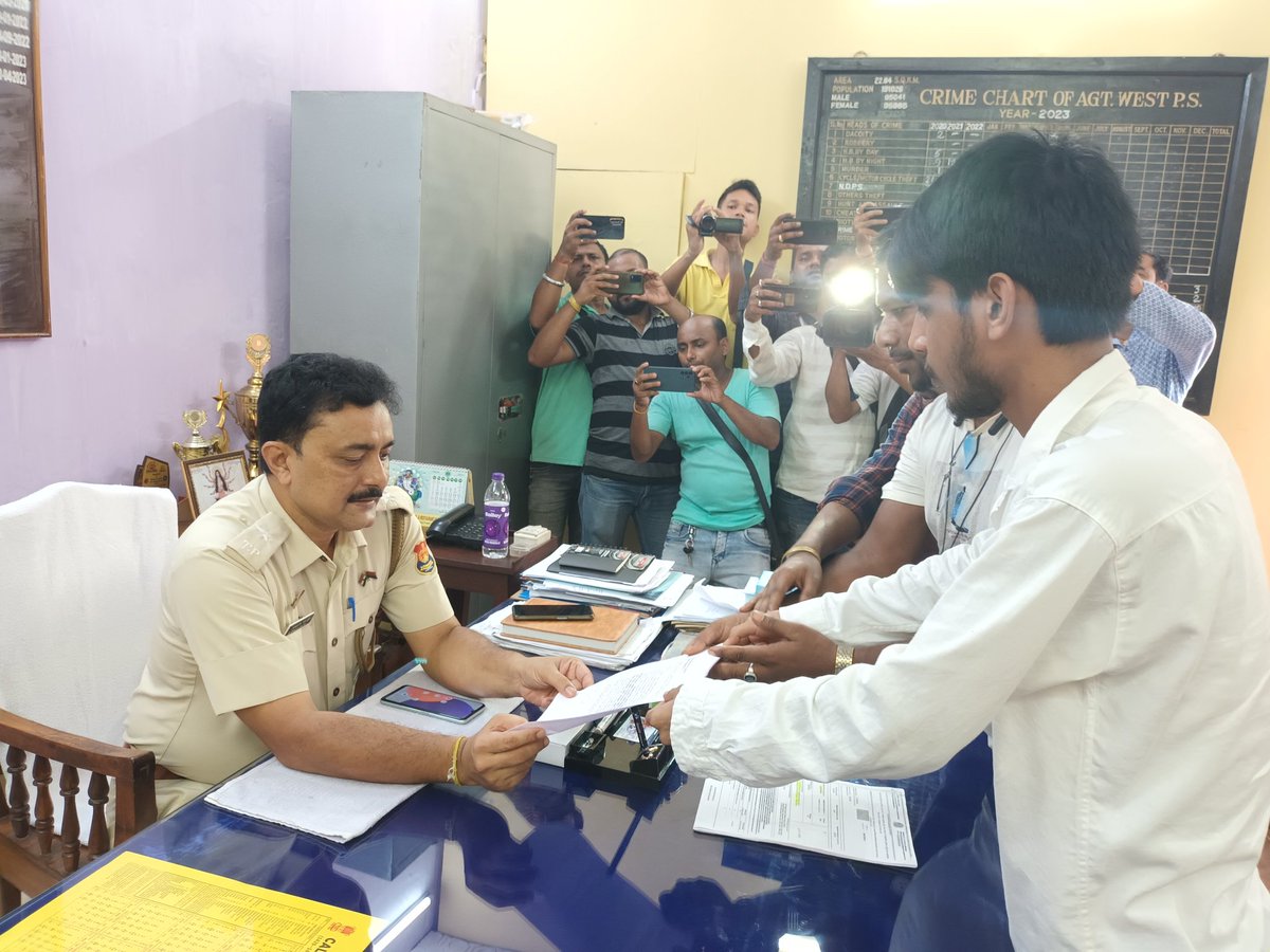 Samratroyofc's tweet photo. Today filed a case against those coming from UP, Bihar, Bangladesh who are taking fake PRTC in exchange for money, today on 22nd July, Saturday to the OC of Agartala West Police Station. https://t.co/oYEcEpvKvY