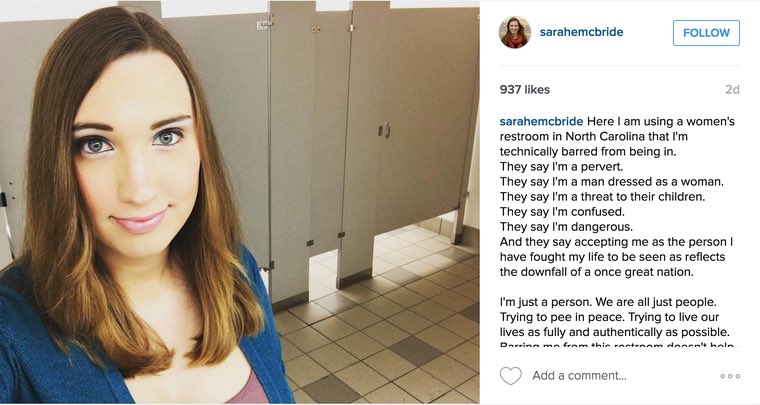 Gypsygoddess1's tweet photo. @TerfTurf Darling, you’ve shared a restroom with Transwomen your entire life. You’ve just never realized it. 🤷🏻♀️ #TransLivesMatter #WeJustNeedToPee https://t.co/IQXzLv2F22