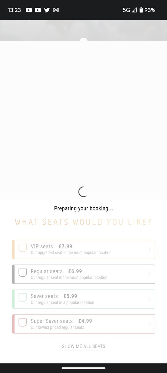 andy3db's tweet photo. @vuecinemas trying to book seats and your website is stuck on the preparing your booking screen. Is the website down? https://t.co/1Dq8RJTqFi