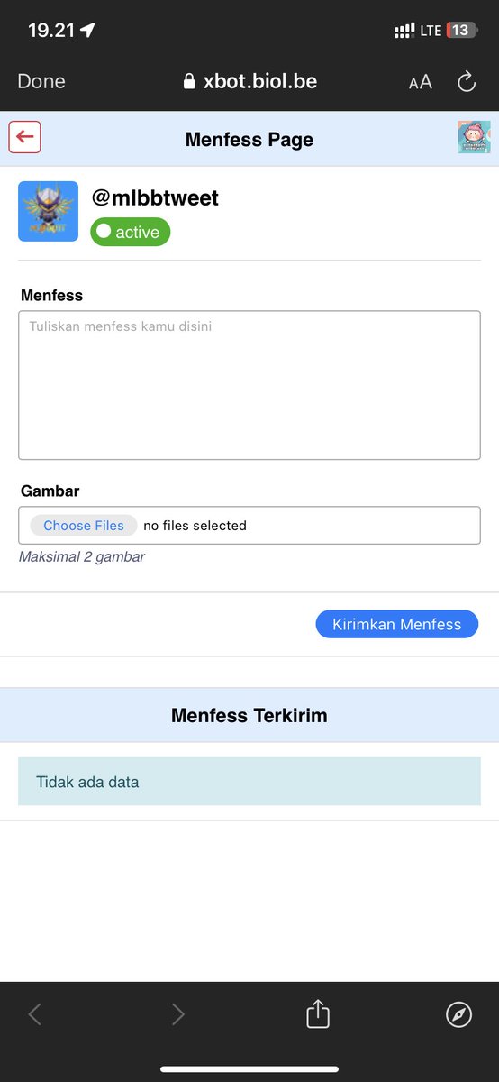 CARA KIRIM MENFESS
1. Kunjungi profil @mlbbtweet, klik link di bio
2. Klik tombol Masuk, lalu login akun yg akan digunakan untuk kirim menfess
3. Akan muncul tampilan seperti gambar ke3
4. Kembali ke profil @mlbbtweet, lalu klik lagi linknya, klik @mlbbtweet di bawah visited base