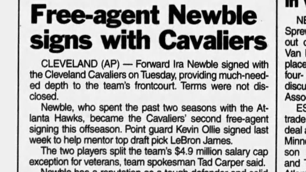 MrCleveland_216's tweet image. July 22, 2003: Cavs Big 3🏀
2⃣0⃣ yrs ago OTD, Cavs sign vet 2nd free agent to team w/ rookie Lebron, signing former Miami University F Ira Newble (along w/ previously signed PG Kevin Ollie) to mentor young LBJ 
Newble 5 yrs in CLE incl. 2007 ECF  
#BuildingATeam #Big3
