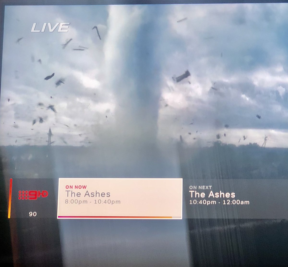 Time to switch over to #TheAshes to check on the weathe…. Oh My God!