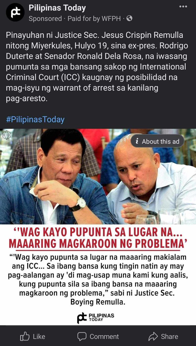 IT'S ABOMINABLE THAT MARCOS, JR. REMULLA, GLORIA,ZUBIRI, TOLENTINO, PADILLA, REVILLA, GATCHALIAN ET AL ARE MORE CONCERNED ABOUT THE WELFARE/SAFETY OF THE MURDERERS OF TENS OF THOUSAND FILIPINOS, MOSTLY POOR FILIPINOS THAN THAT OF THE ORPHANS /LOVED ONES OF THE MURDER/EJK VICTIMS.