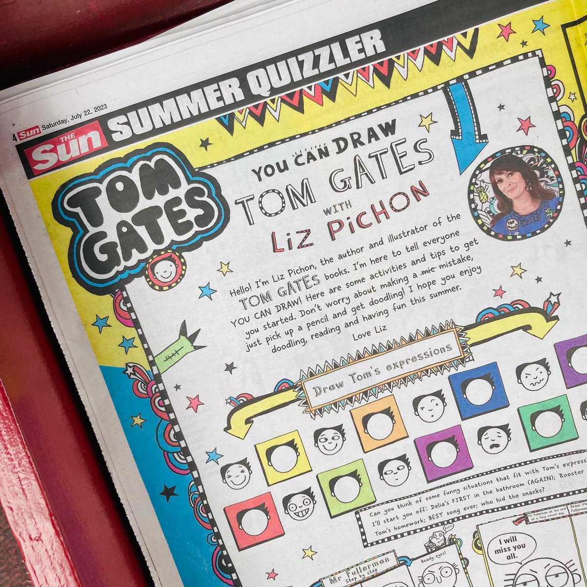 scholasticuk's tweet photo. Pick up @TheSun today for a summer activity pull-out for all the family featuring amazing #YouCanDraw #TomGates doodle tips and activities by @LizPichon

Perfect entertainment for hours of fun!

@natashahwrites https://t.co/x8yL27YaME