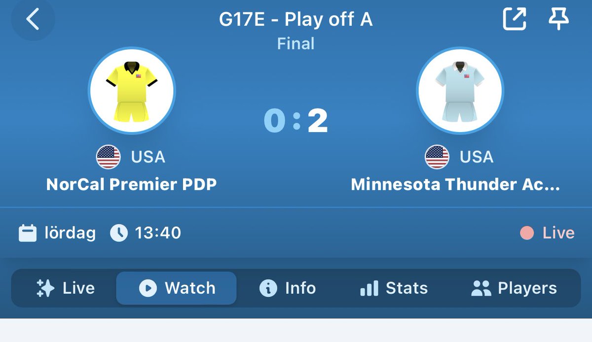 Let’s go #Minnesota ! G17 club team from ⁦@MNTHUNDACADEMY⁩ doing well in the finals of ⁦@Gothia_Cup⁩