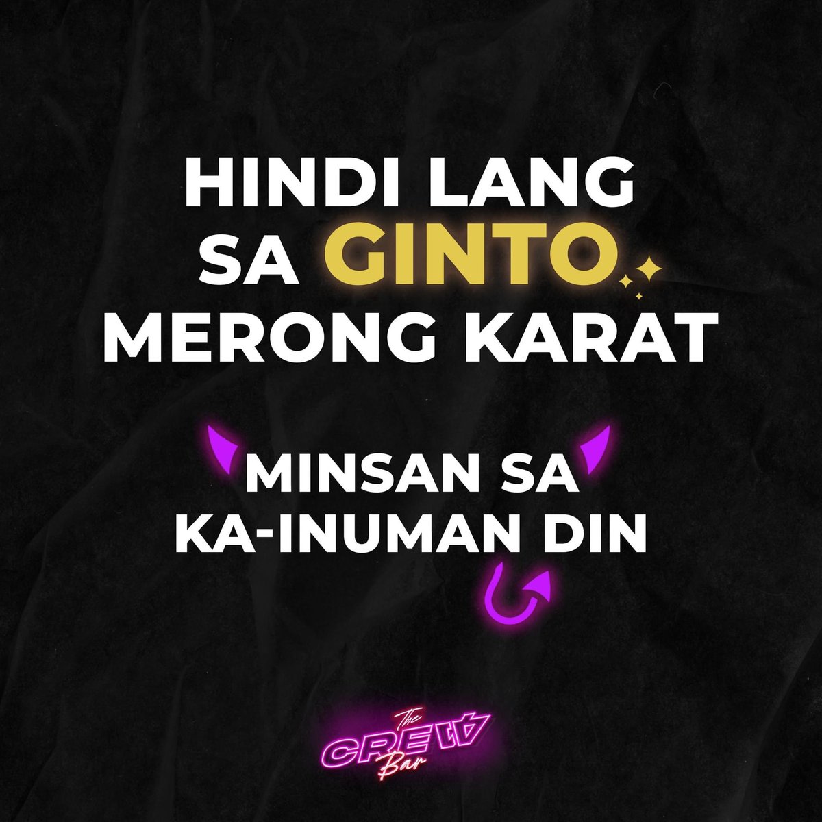 Torjak21's tweet photo. 😈😈😈

✔️ Unli-Cocktail 450
✔️ Private Karaoke room 
✔️ Unli-Shots

🕔 Open 5PM - 3AM
📍 Veca Bldg., Chino Roces St., Corner Estrella Ave., Makati City

#thecrewbar #Makati #unlicocktail  #MakatiCity #bar #pub #tequila #rum #gin #vodka #gold #karat #pakarat #palaka #palakarat https://t.co/UsNlmnH18w