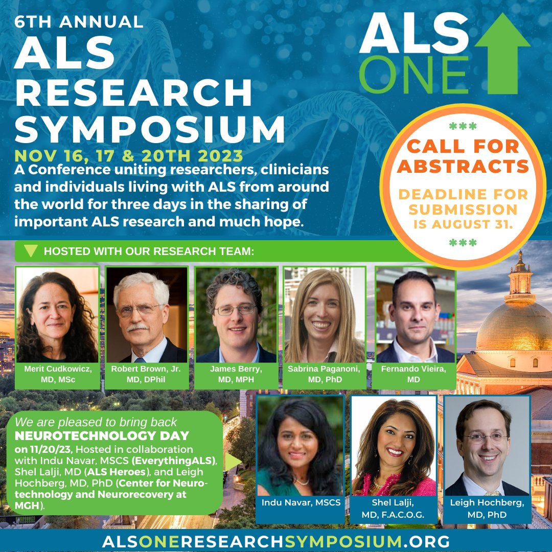 ****ALS RESEARCHERS*** >If you are interested in presenting an abstract @ our 6th Annual #ALSResearchSymposium on Day 2, 11/17/23 about an #ALS treatment that you or your company has in dev, pls email jen@alsone.org by 8/31 for consideration. alsoneresearchsymposium.org #ENDALS