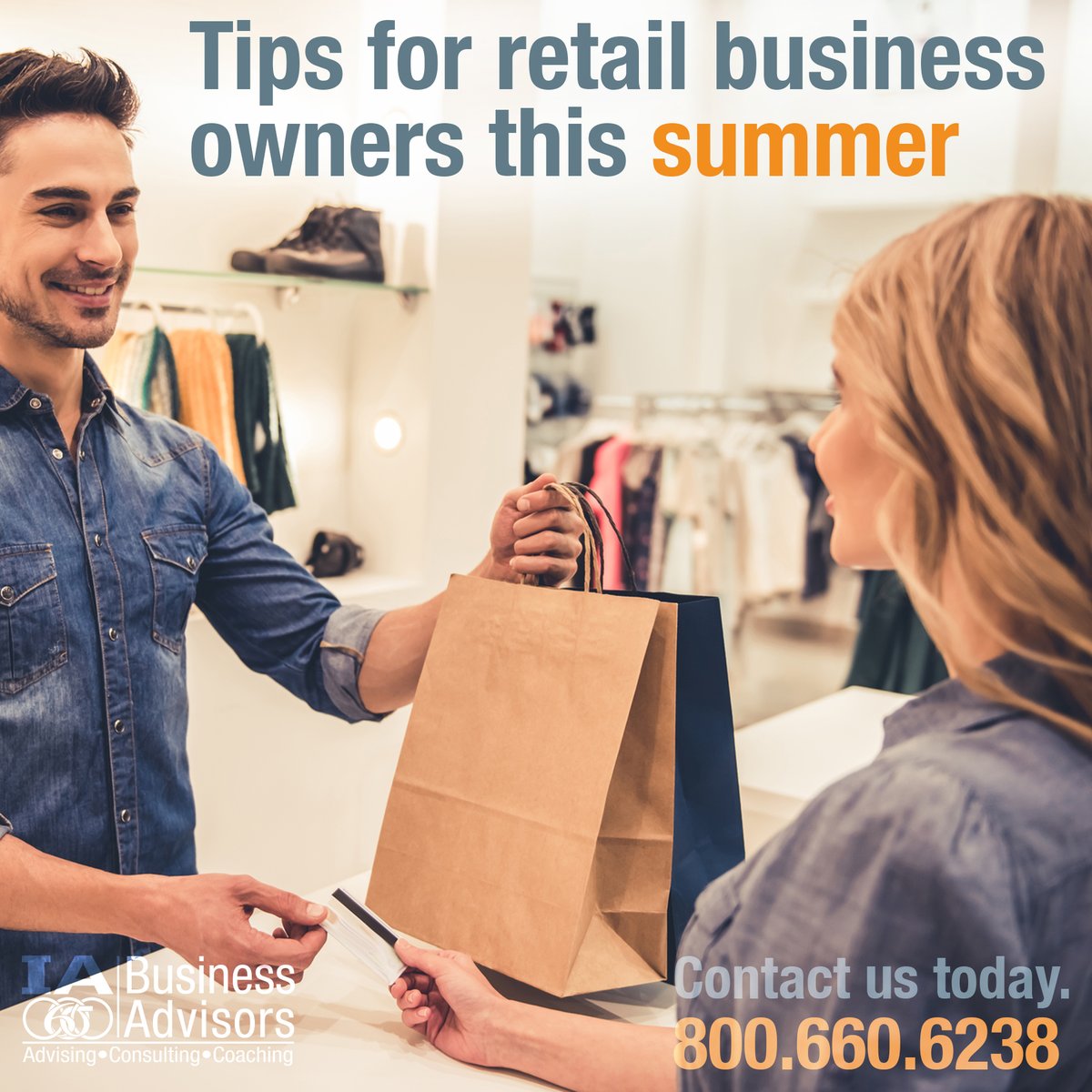 Summer is a time to get creative with your shop. Take fun pictures with your customers, add seasonal items like summer shoes and accessories, and fit the mood of the season with new decorations. 
#summer #retailtips #summersuccess #workmode #business #contactus
