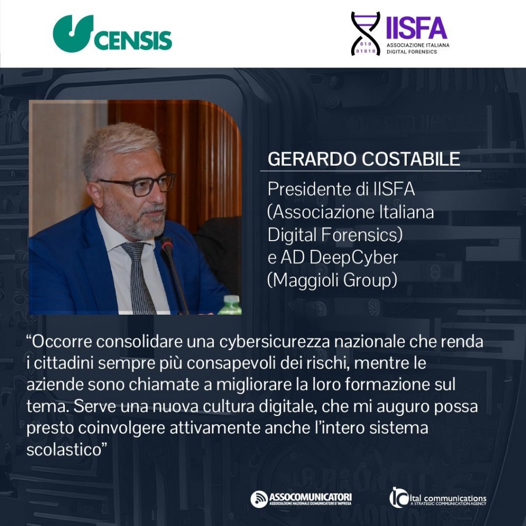 Assocomunicato1's tweet photo. Condividiamo la preziosa dichiarazione di #GerardoCostabile, Presidente di #IISFA e AD di #DeepCyber, sulla #Cybersecurity in Italia: la sicurezza informatica garanzia di benessere e libertà. #CybersecurityItalia #ConsapevolezzaDigitale #SicurezzaAziendale #SicurezzaInformatica https://t.co/BDi1CYrFBj