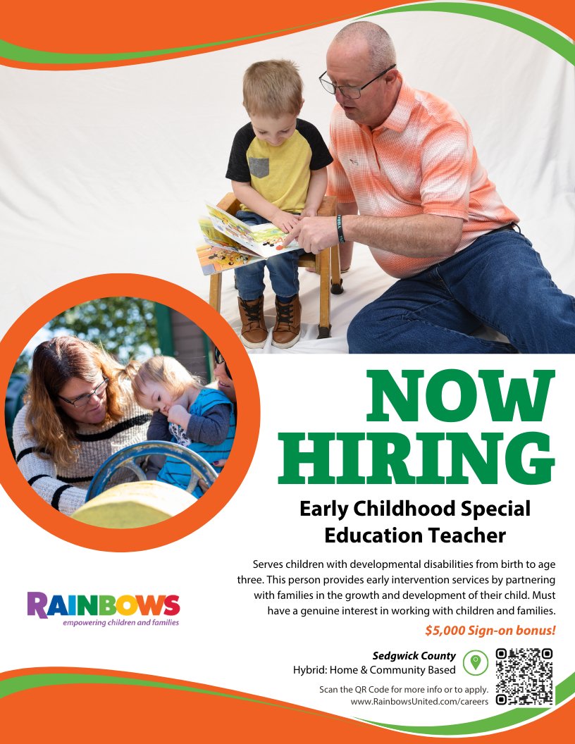 #NowHiring Early Childhood Special Education Teachers! 
#Flexibleschedule 
Rainbows United is hosting a #JobFair at Reverie Coffee Roasters Tuesday, July 25.
More info can be found here: fb.me/e/1foCgPnvP