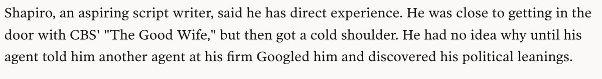 reminder that ben shapiro's weird vendetta against hollywood began when he was denied a writing job on 'the good wife'