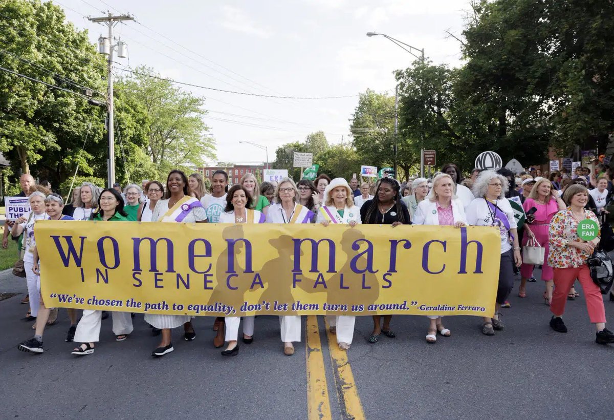 VANOWChapter's tweet photo. Marking the 175th anniversary for the historic Seneca Falls Convention, @GovKathyHochul called for the #ERANow. She remarked on the urgency of achieving #genderequality. “It is long overdue. We’ve been talking about the ERA since I was a kid, practically.” https://t.co/ePx8zWEBud