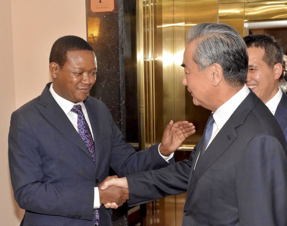 DrAlfredMutua's tweet photo. I have today held a bilateral meeting with H.E. Wang YI, Member of the Political Bureau of the CPC Central Commission for @ForeignChinese of the People’s Republic of China, who is in the country for a 3-day official visit.
 
The visit is a reflection of the political goodwill between H.E. President Dr. @WilliamsRuto and H.E. President Xi JINPING in solidifying Kenya and China bilateral ties.