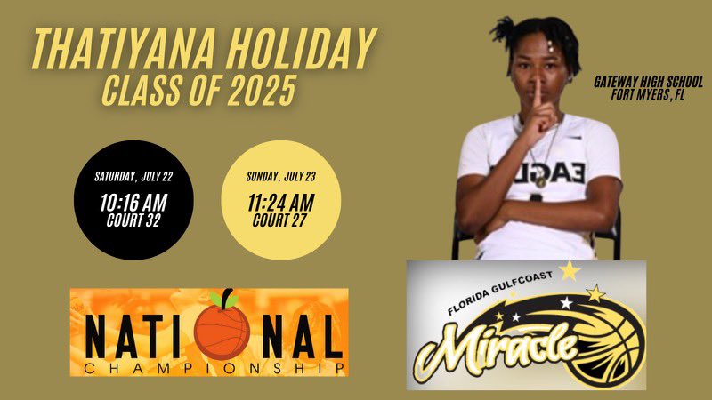Thatiyana Holiday (@thatiyanaholid2) on Twitter photo Coaches, come check me and my team out this weekend at <a href="/Ohio_Basketball/">OhioBasketball.com</a> National Championship in Orlando!
<a href="/FGC_MiracleBB/">FGC Miracle UA Rise</a> <a href="/Coach_BarrettM/">Megan Barrett</a> <a href="/CoachTeddy_FGC/">Teddy Spikes</a> Coaches, come check me and my team out this weekend at <a href="/Ohio_Basketball/">OhioBasketball.com</a> National Championship in Orlando!
<a href="/FGC_MiracleBB/">FGC Miracle UA Rise</a> <a href="/Coach_BarrettM/">Megan Barrett</a> <a href="/CoachTeddy_FGC/">Teddy Spikes</a>