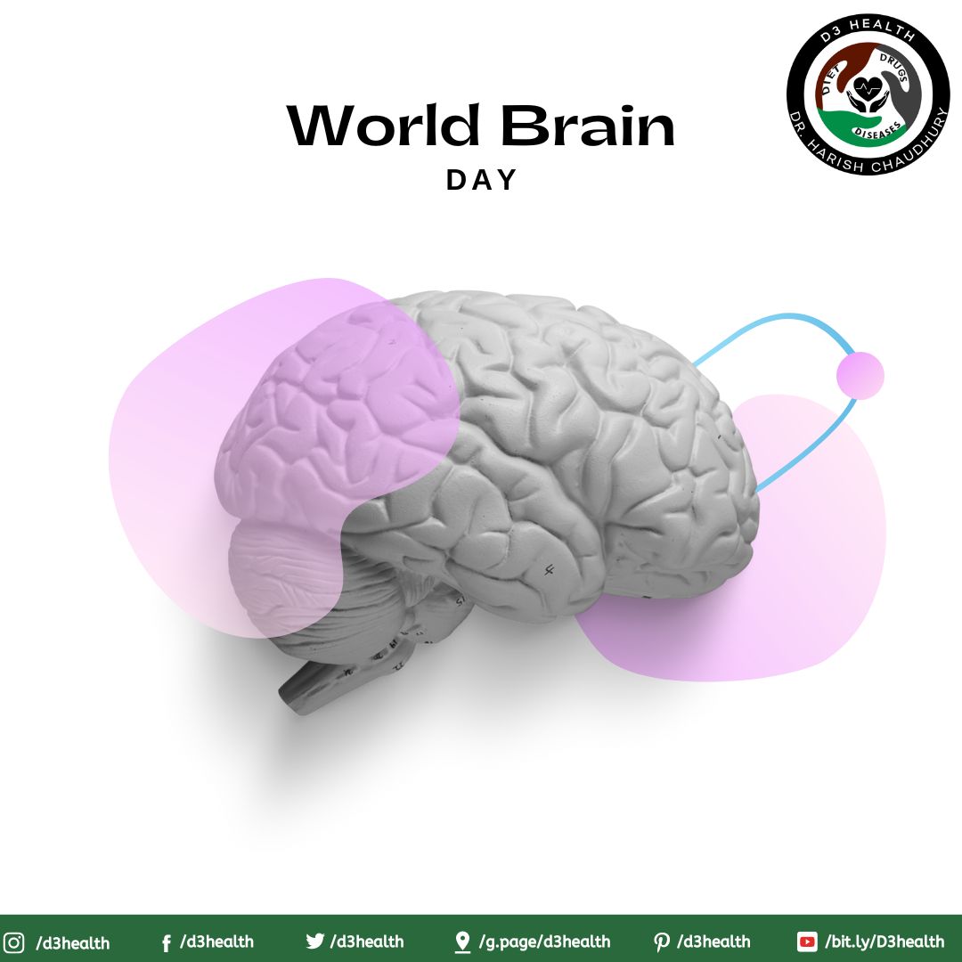Let's celebrate the most fascinating organ in our bodies—the brain! It's responsible for all our thoughts, actions, and emotions. #WorldBrainDay2023 #SpreadPositivity #BrainHealth #BrainAwareness #Neuroscience #BrainPower #BrainHealthMatters #d3health #drharish #harishchaudhury