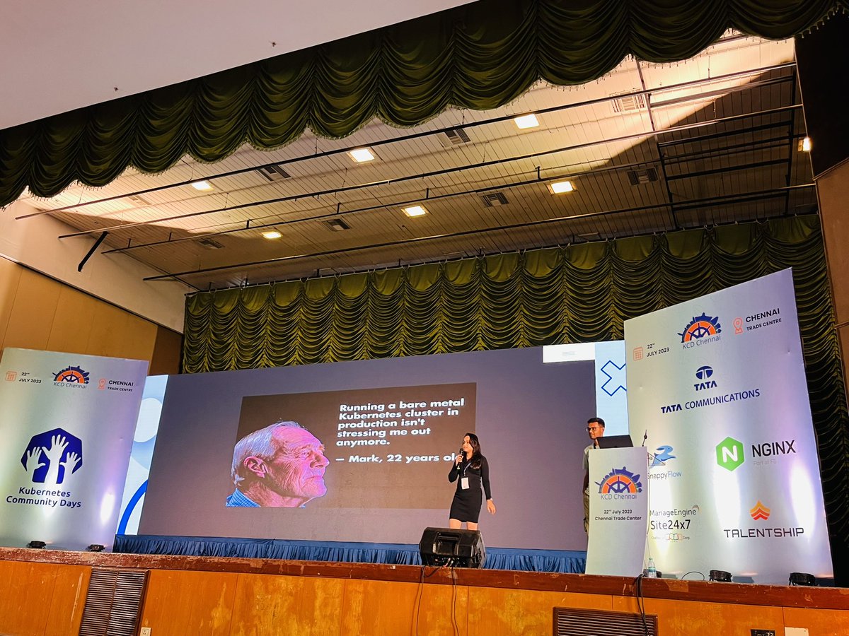 <a href="/aniruddha_2000/">অনিরুদ্ধ বসাক (Aniruddha Basak)</a> and @iam_subhasmita is taking us through the Why’s and how’s of CAPI (cluster API) of <a href="/kubernetesio/">Kubernetes</a> at <a href="/kcdchennai/">Kubernetes Community Days Chennai</a>