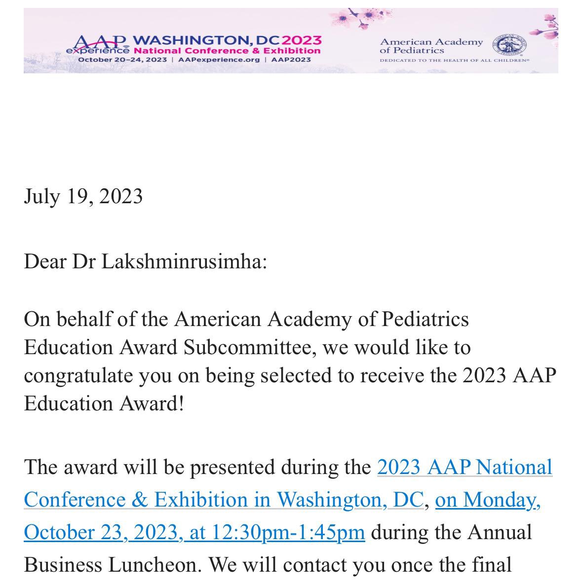 Many congratulations to my good friend and Mysore Medical College classmate <a href="/neosatyan/">Satyan</a> on being selected to receive the 2023 AAP Education Award. 
He is an educator par excellence and to top that, he does some fantastic medical illustrations that dot pediatric textbooks!
